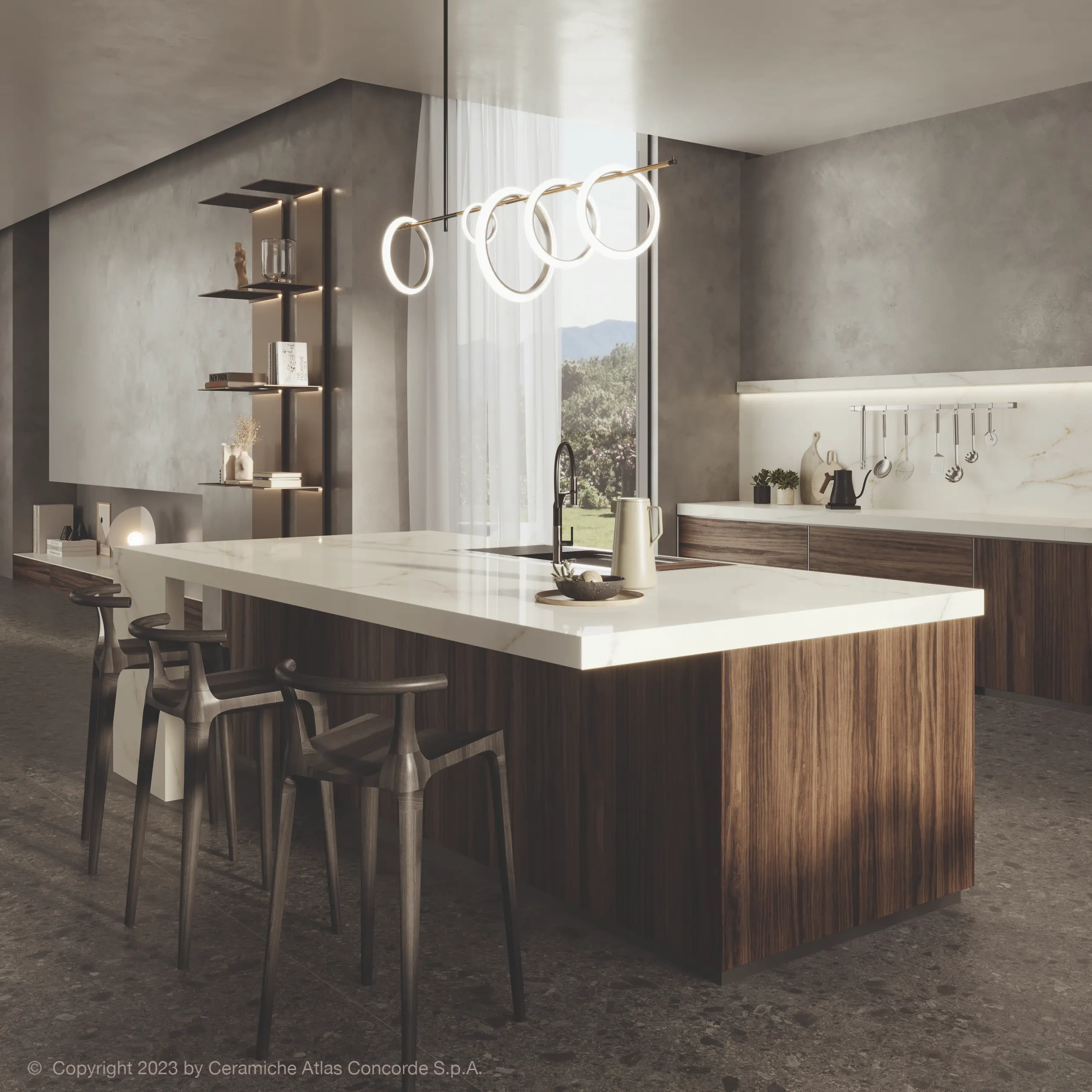 Modern Kitchen with White Island